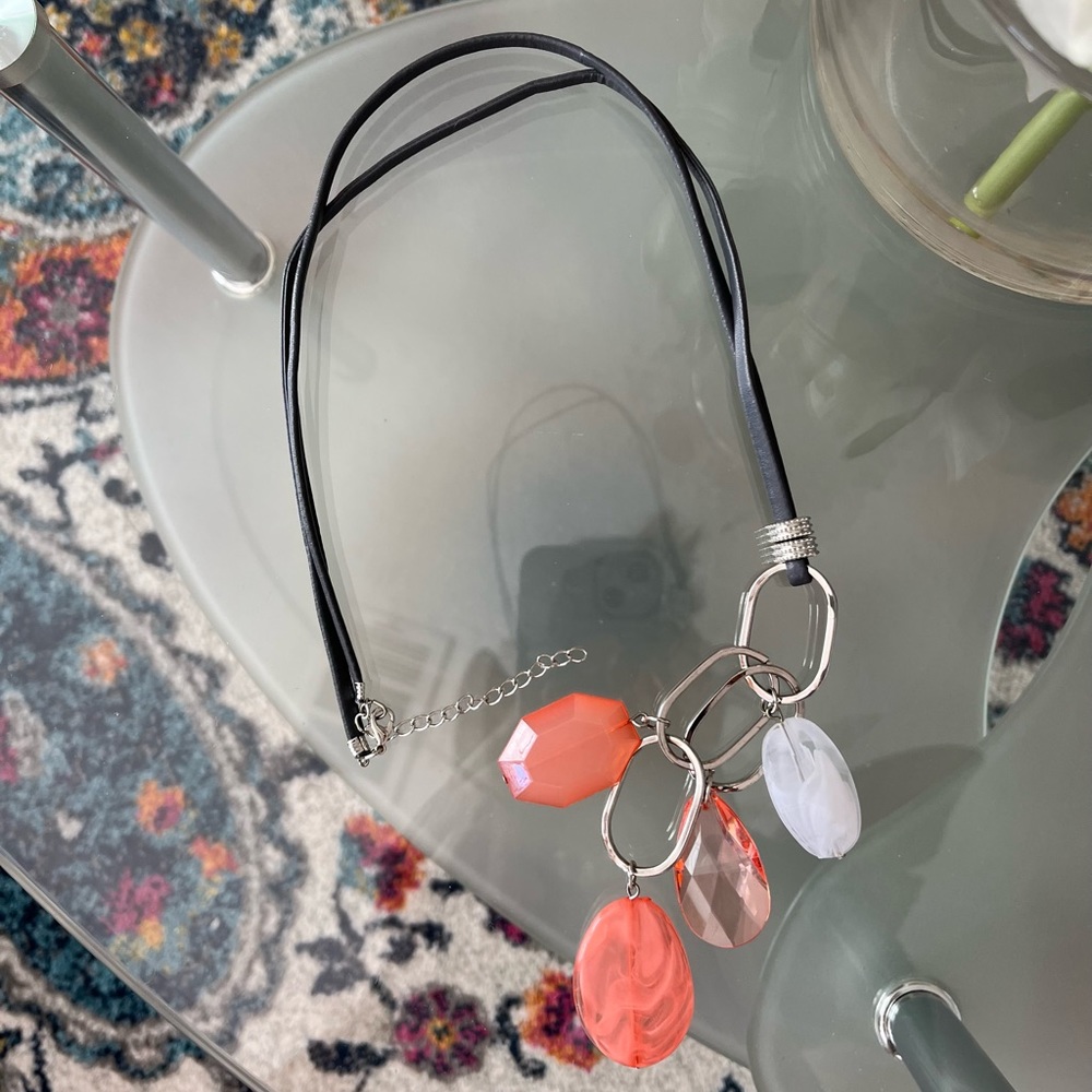 5 for $15 Paparazzi Ladies long leather strap & acrylic bead necklace